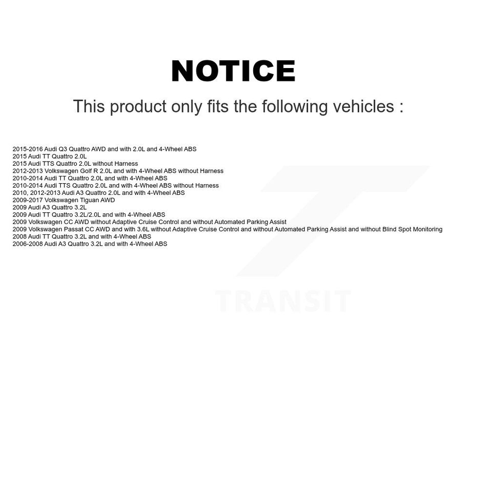 Front Rear Wheel Hub Bearing Sensor Kit (8Pc) For Volkswagen Tiguan Audi Q3 Quattro TT A3 K7S-102855