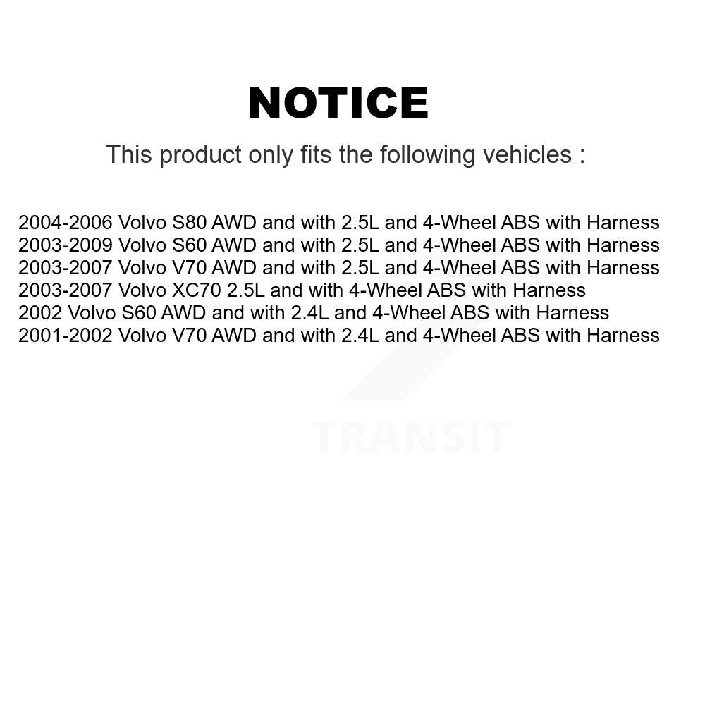 Front Rear Wheel Hub Bearing ABS Sensor Kit (8Pc) For Volvo S60 XC70 V70 S80 with Harness K7S-102874