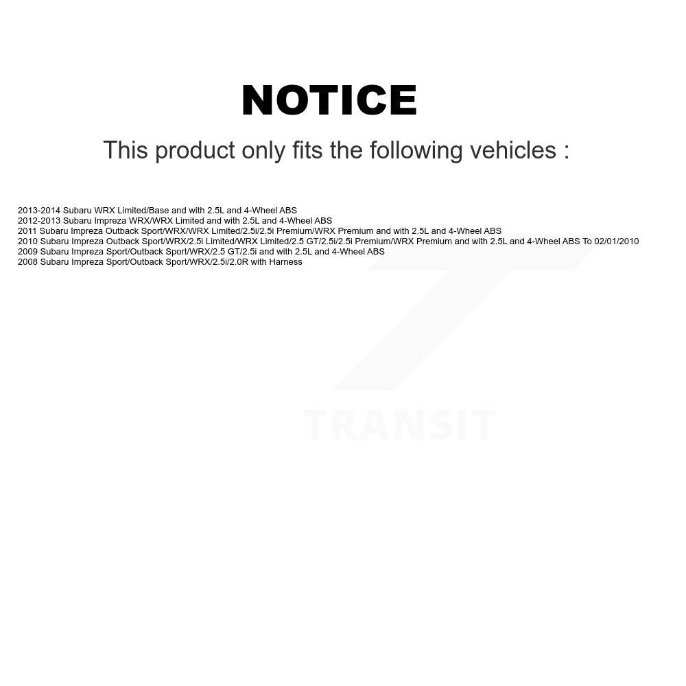 Front Rear Wheel Hub Bearing And ABS Sensor Kit (8Pc) For Subaru Impreza WRX K7S-102877