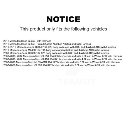 Front Rear Wheel Bearing & Sensor Kit For Mercedes-Benz GL350 GL320 GL450 GL550 ML63 AMG K7S-102905