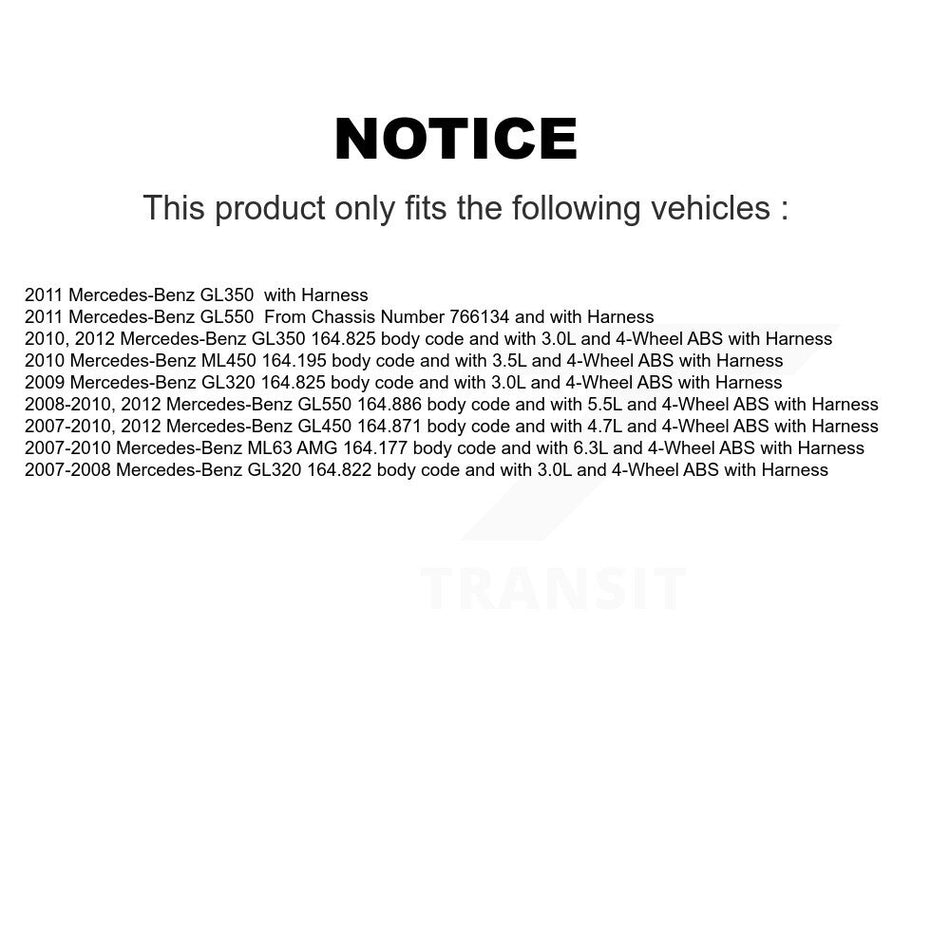 Front Rear Wheel Bearing & Sensor Kit For Mercedes-Benz GL350 GL320 GL450 GL550 ML63 AMG K7S-102905