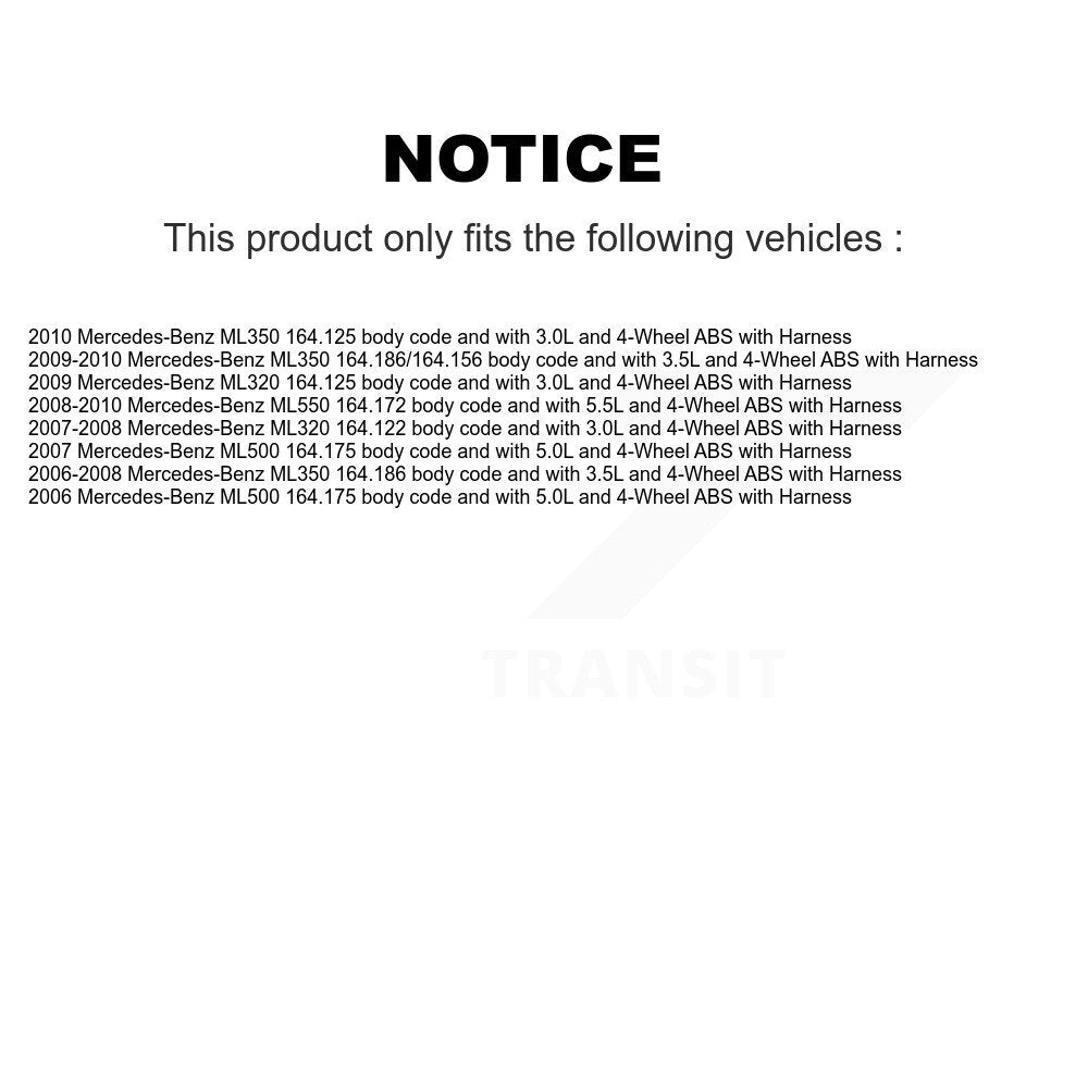 Front Rear Wheel Bearing And ABS Sensor Kit For Mercedes-Benz ML350 ML320 ML550 ML500 K7S-102906