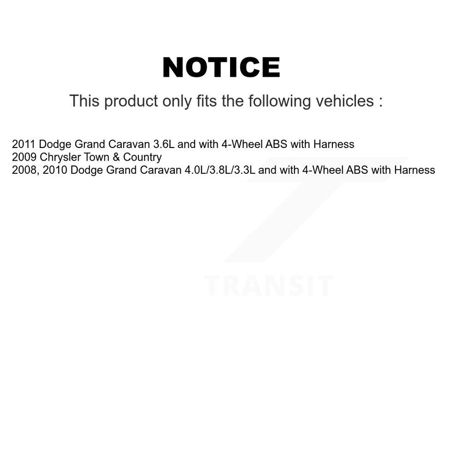 Front Rear Wheel Hub Bearing Extra ABS Sensor Kit For Dodge Grand Caravan Chrysler Town & K7S-102940