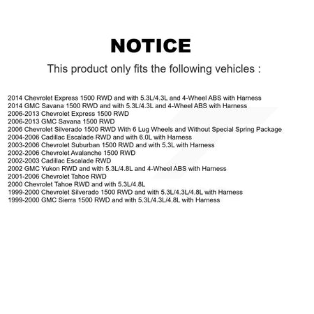 Front Wheel Hub Bearing Extra Sensor Kit For Chevrolet Silverado 1500 GMC Avalanche Tahoe K7S-103005