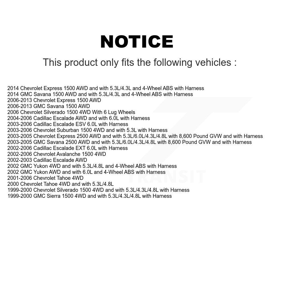 Front Wheel Hub Bearing Extra Sensor Kit For Chevrolet Silverado 1500 GMC Avalanche Tahoe K7S-103033