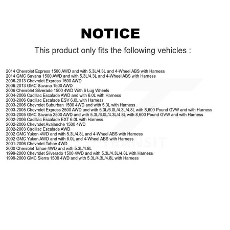 Front Wheel Hub Bearing Extra Sensor Kit For Chevrolet Silverado 1500 GMC Avalanche Tahoe K7S-103033