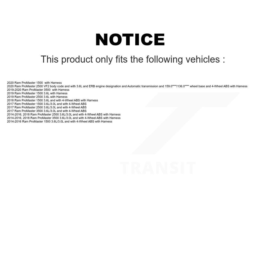 Rear Wheel Hub Bearing And ABS Sensor Kit For Ram ProMaster 2500 3500 1500 K7S-103105