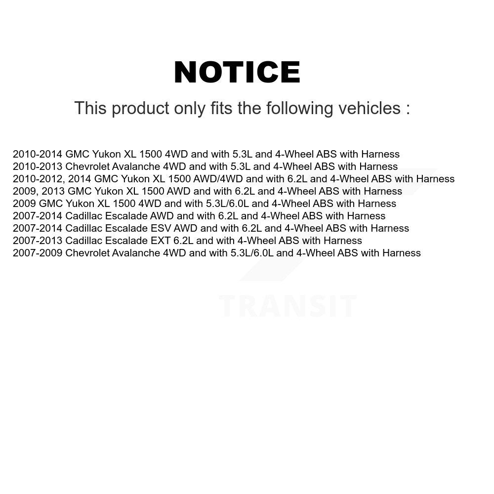 Front Rear Wheel Bearing & Extra Sensor Kit For Chevrolet Avalanche Cadillac Escalade GMC K7S-103152