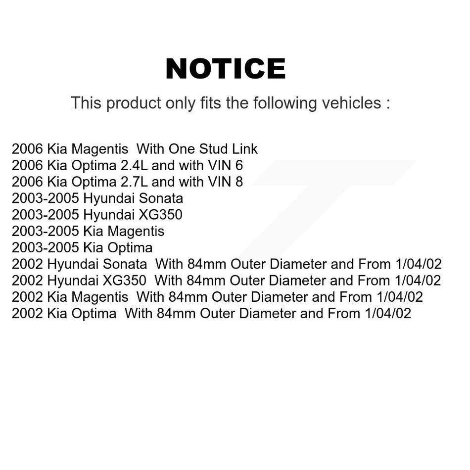 Front Wheel Bearing And Suspension Link Kit For Hyundai Sonata Kia Optima XG350 Magentis K7T-100934