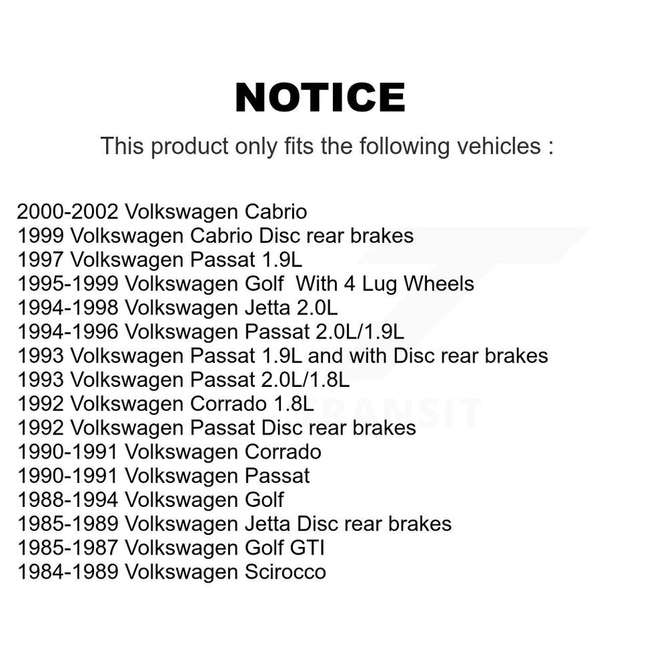 Rear Disc Brake Rotors And Hub Assembly Pair For Volkswagen Jetta Golf Cabrio Passat Corrado Scirocco K8-100054