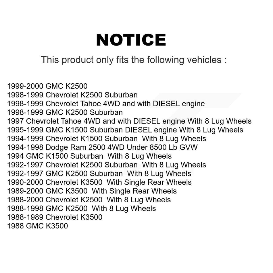 Front Disc Brake Rotors Pair For Chevrolet K2500 Dodge Ram 2500 K1500 Suburban GMC Tahoe K3500 K8-100062