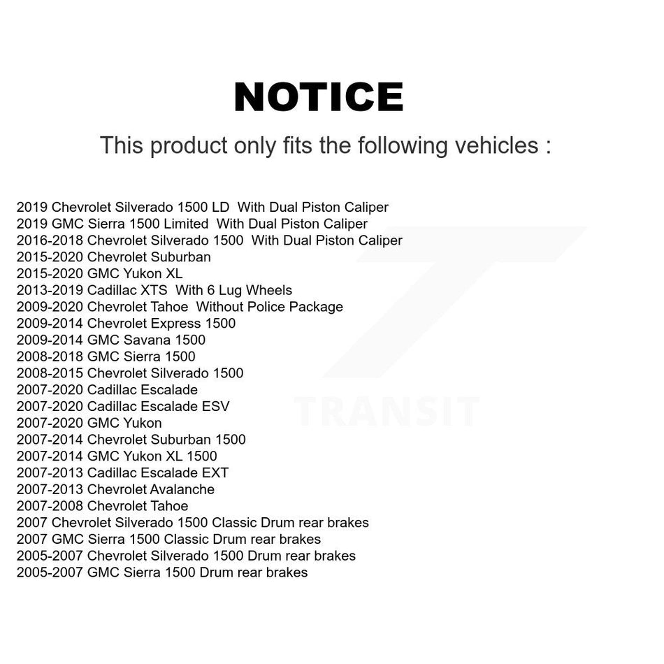 Front Disc Brake Rotors Pair For Chevrolet Silverado 1500 GMC Sierra Tahoe Cadillac Yukon Suburban Escalade XL Avalanche Classic XTS ESV Express LD EXT Savana Limited K8-100089