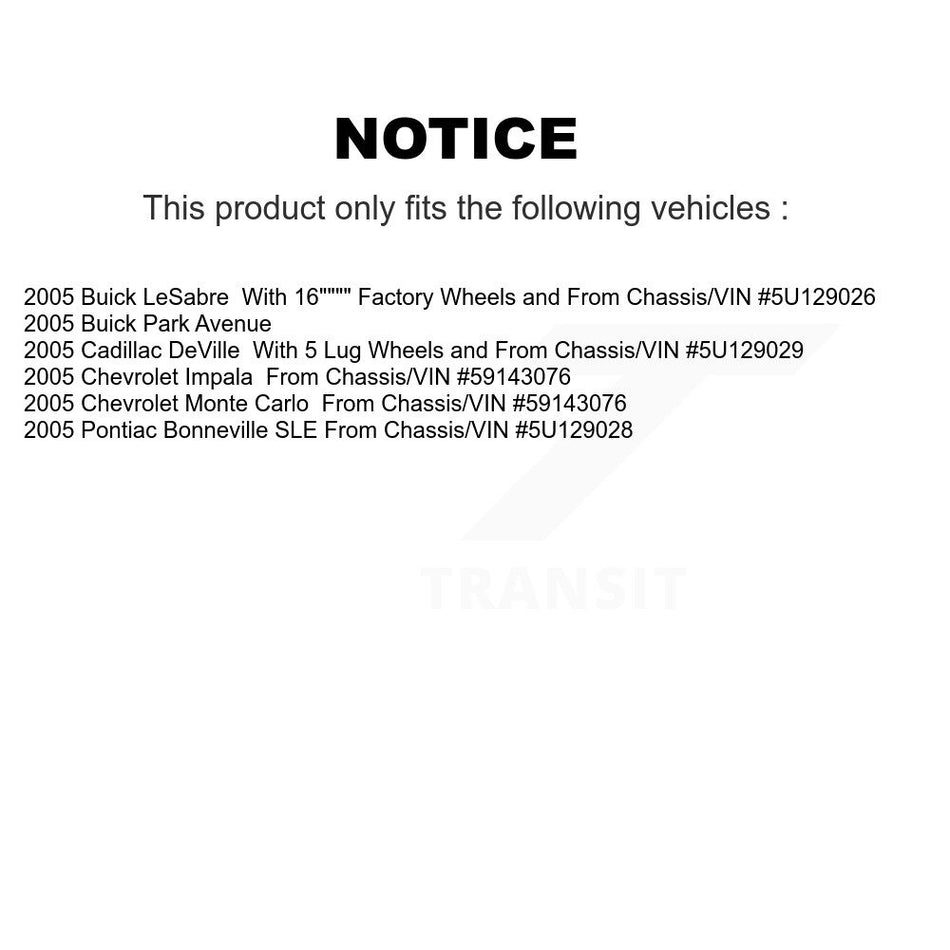 Front Disc Brake Rotors Pair For 2005-2005 Chevrolet Impala Buick LeSabre Cadillac DeVille Monte Carlo Pontiac Bonneville Park Avenue K8-100103
