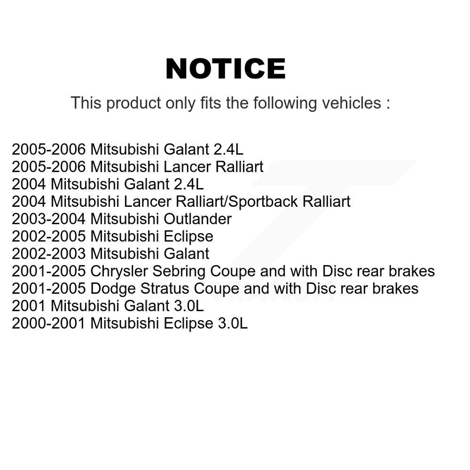 Front Disc Brake Rotors Pair For Mitsubishi Chrysler Sebring Dodge Stratus Galant Eclipse Lancer Outlander K8-100217