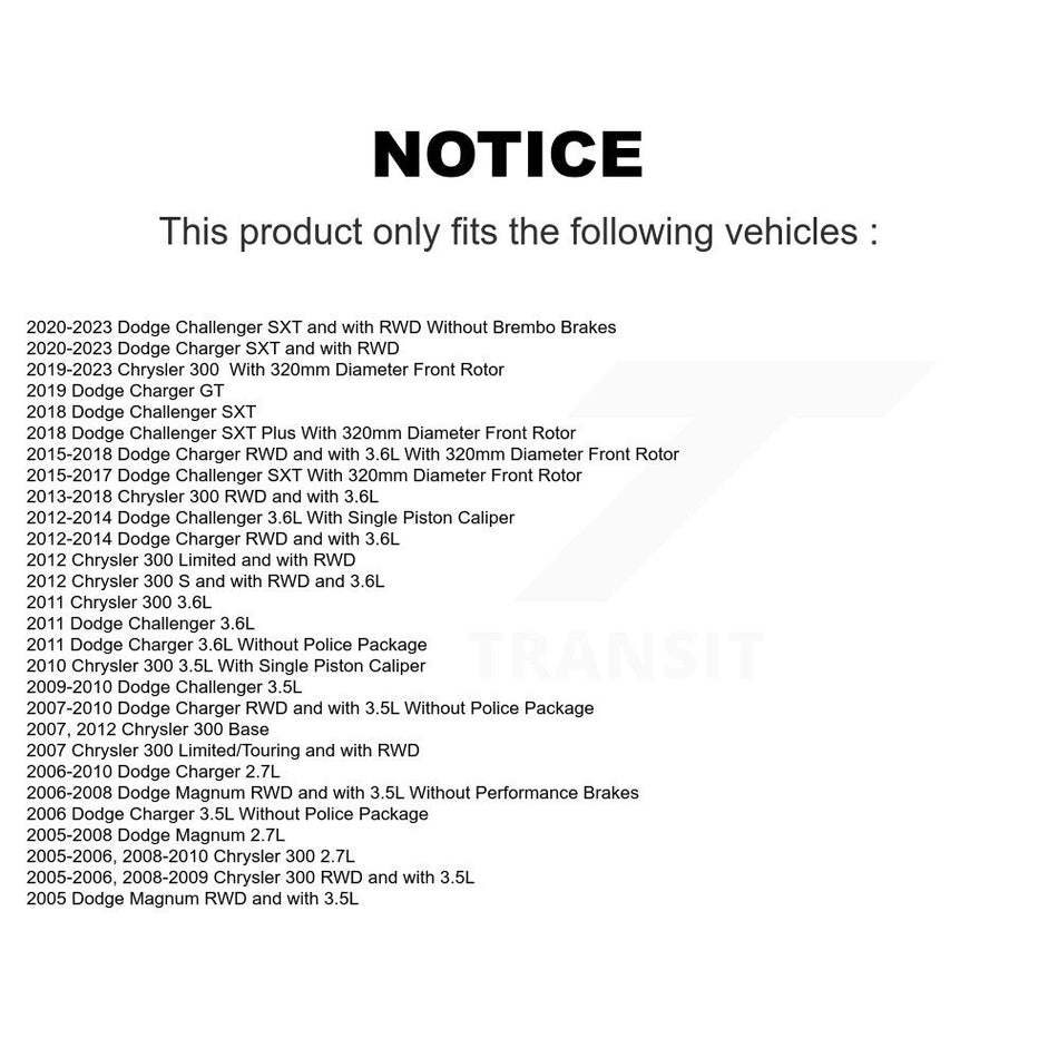 Front Disc Brake Rotors Pair For Dodge Charger Chrysler 300 Challenger Magnum K8-100229