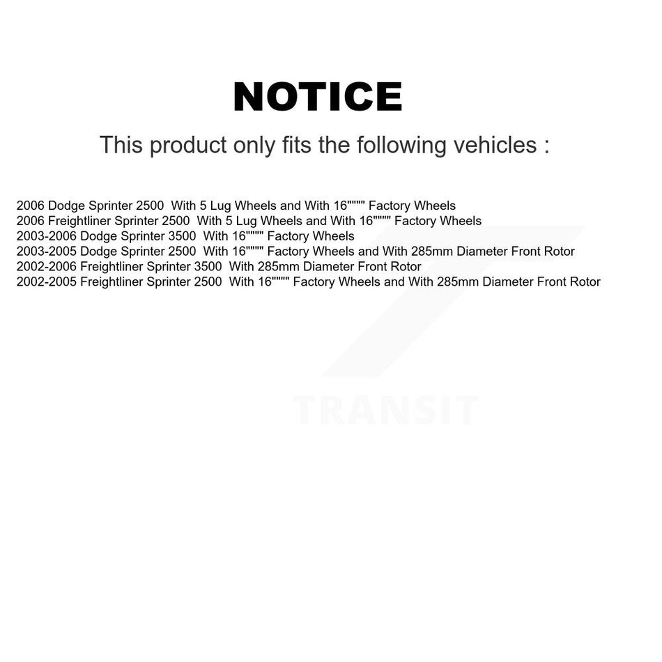 Front Disc Brake Rotors Pair For Sprinter 2500 Freightliner Dodge 3500 K8-100233