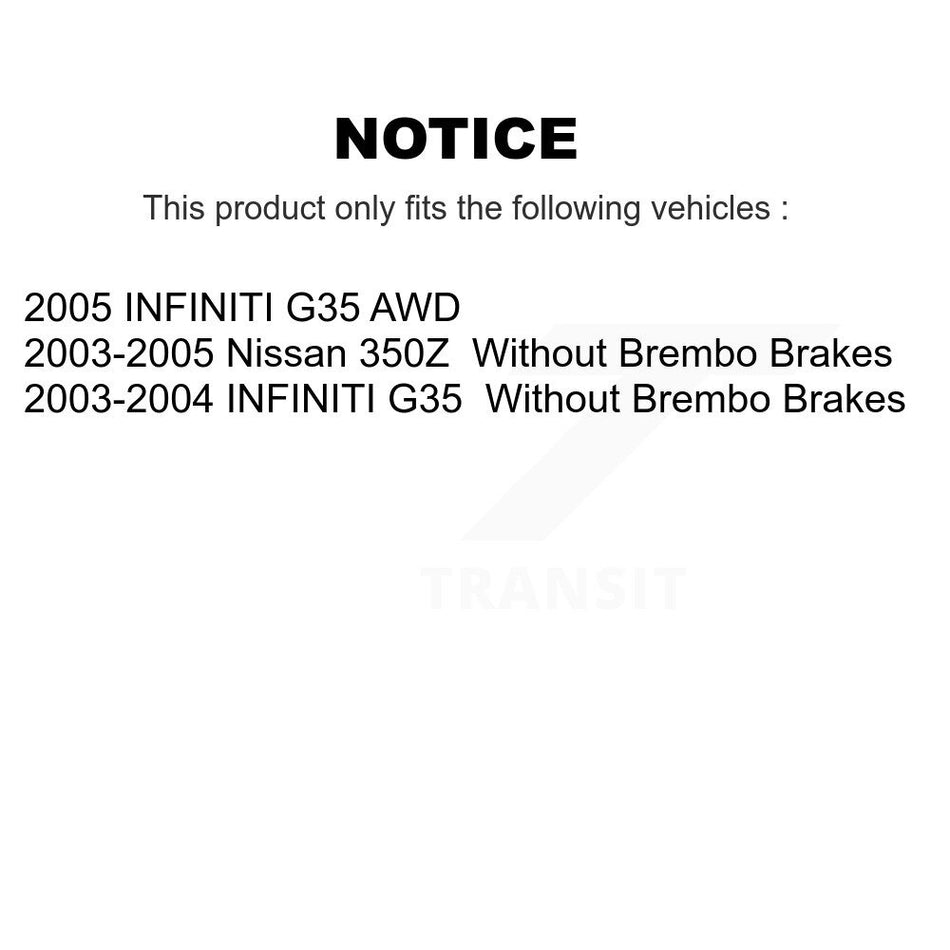 Front Disc Brake Rotors Pair For Infiniti G35 Nissan 350Z INFINITI K8-100352