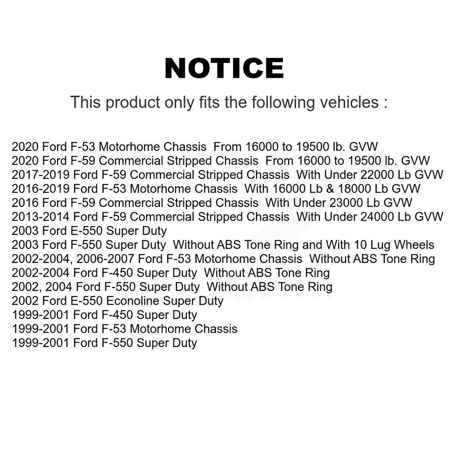 Rear Disc Brake Rotors Pair For Ford F59 E-550 Super Duty F-550 F-450 F-53 Motorhome Chassis Econoline F-59 Commercial Stripped K8-100635