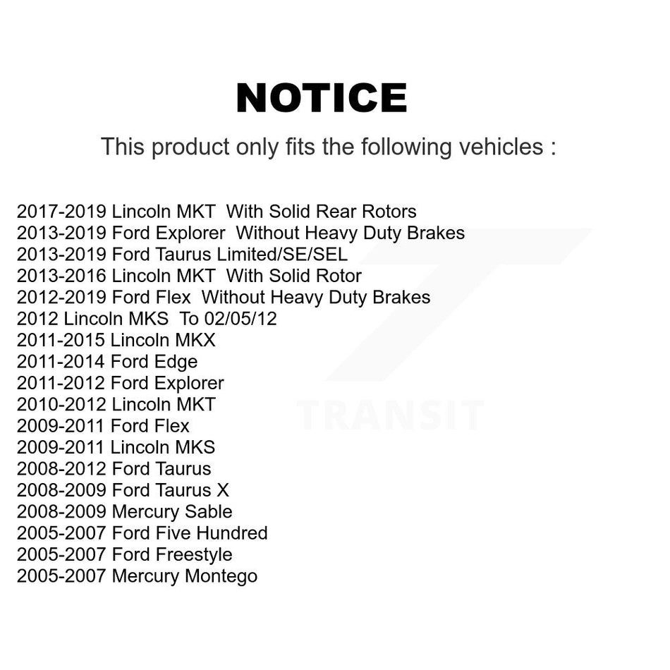 Rear Disc Brake Rotors Pair For Ford Explorer Edge Taurus Flex Lincoln Five Hundred MKX Freestyle Mercury MKS Montego MKT X Sable K8-100664