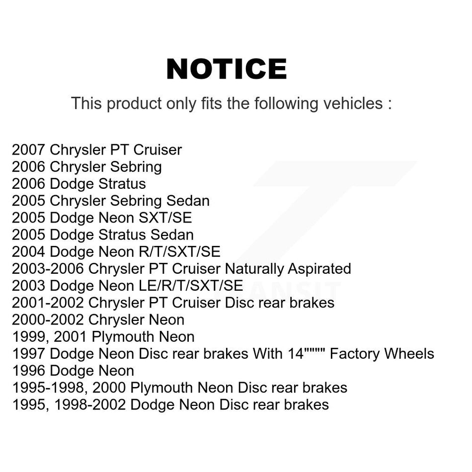 Rear Disc Brake Rotors Pair For Chrysler PT Cruiser Dodge Neon Sebring Stratus Plymouth K8-100682