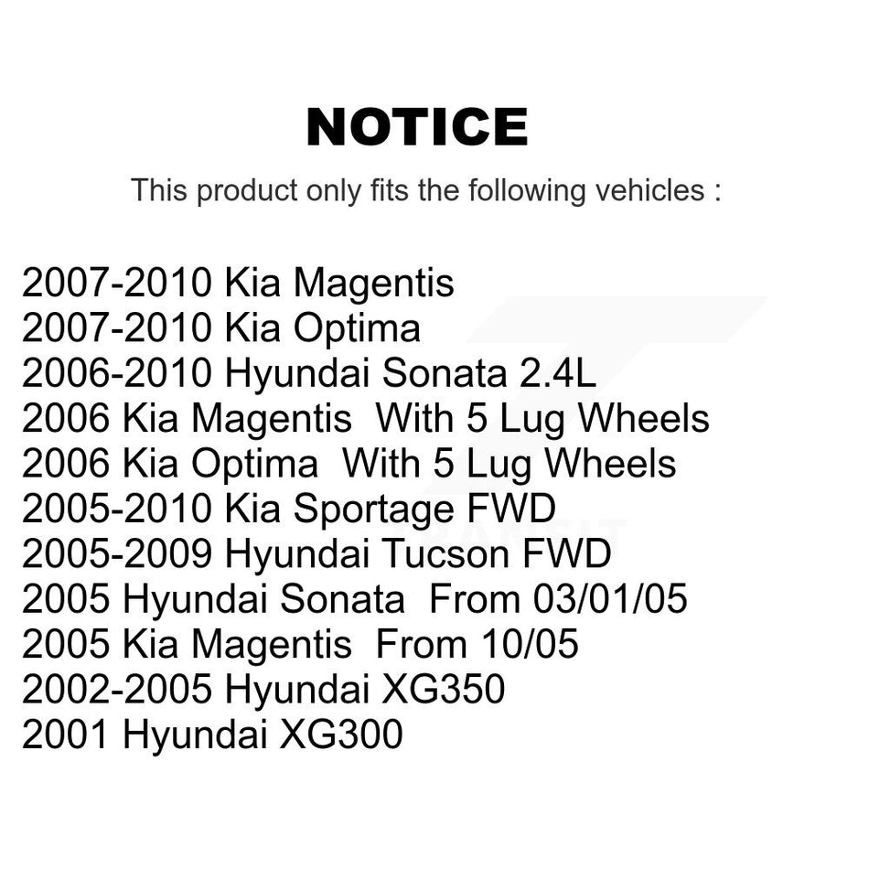 Rear Disc Brake Rotors Pair For Hyundai Sonata Kia Sportage Tucson Optima XG350 XG300 Magentis K8-100776