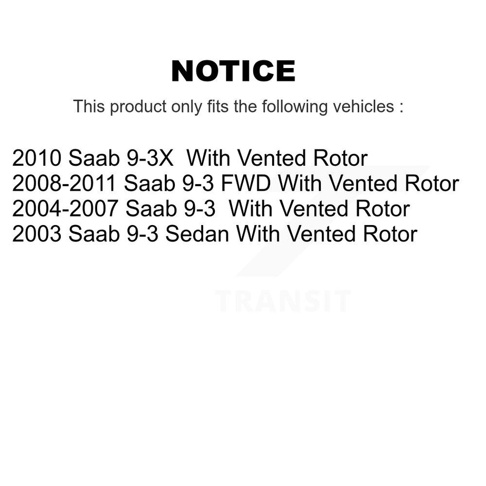 Rear Disc Brake Rotors Pair For Saab 9-3 9-3X With Vented Rotor K8-100812