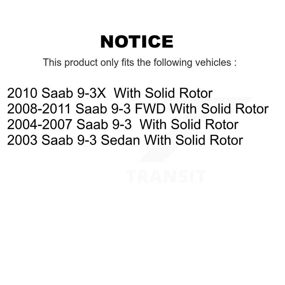 Rear Disc Brake Rotors Pair For Saab 9-3 9-3X With Solid Rotor K8-100813