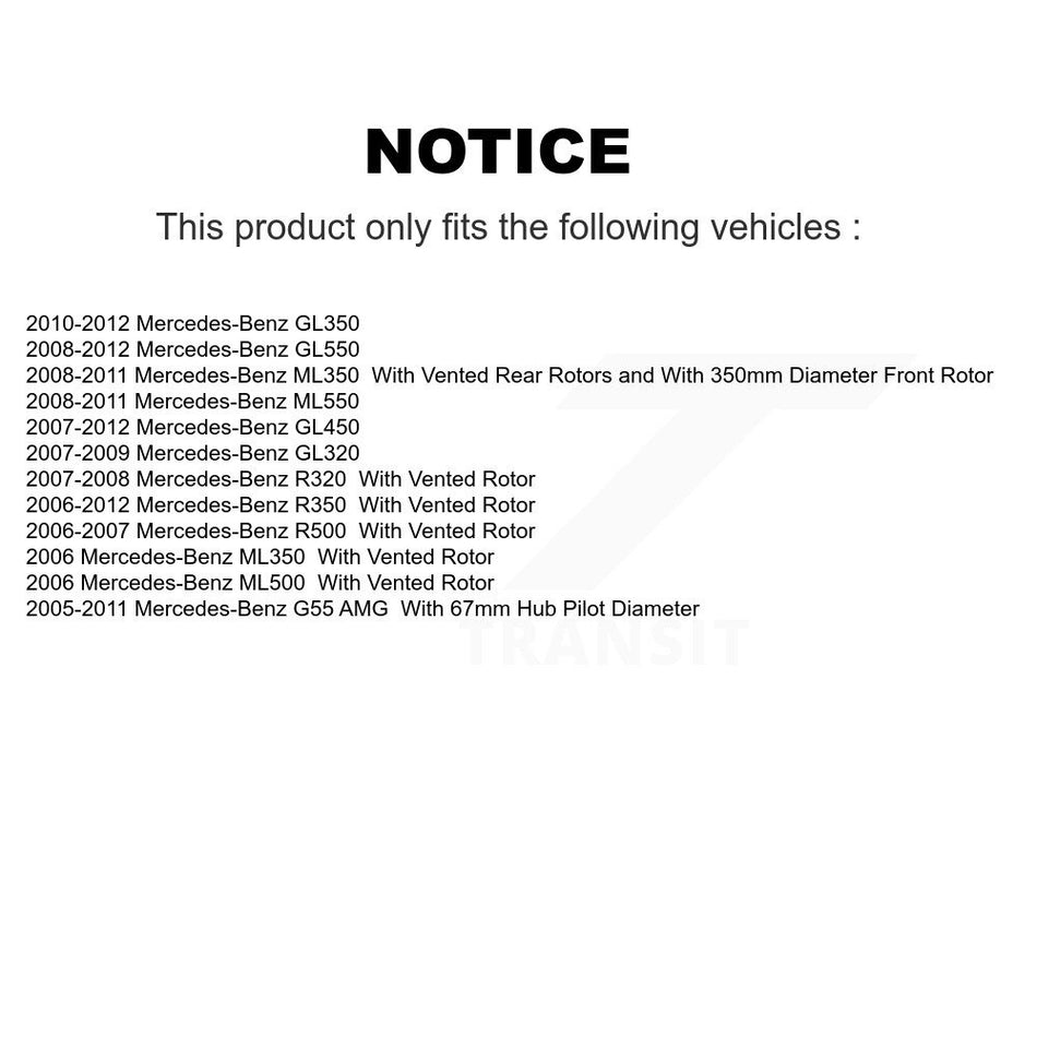 Rear Disc Brake Rotors Pair For Mercedes-Benz ML350 GL450 R350 GL550 GL350 ML500 ML550 GL320 R500 R320 K8-100834