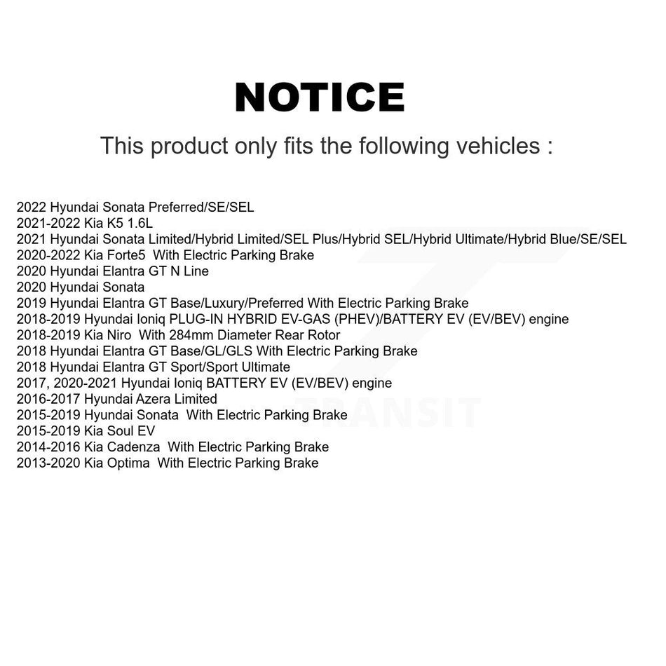 Rear Disc Brake Rotors Pair For Kia Optima Hyundai Sonata Niro Ioniq Cadenza Elantra GT Azera Soul EV K5 Forte Forte5 K8-100933