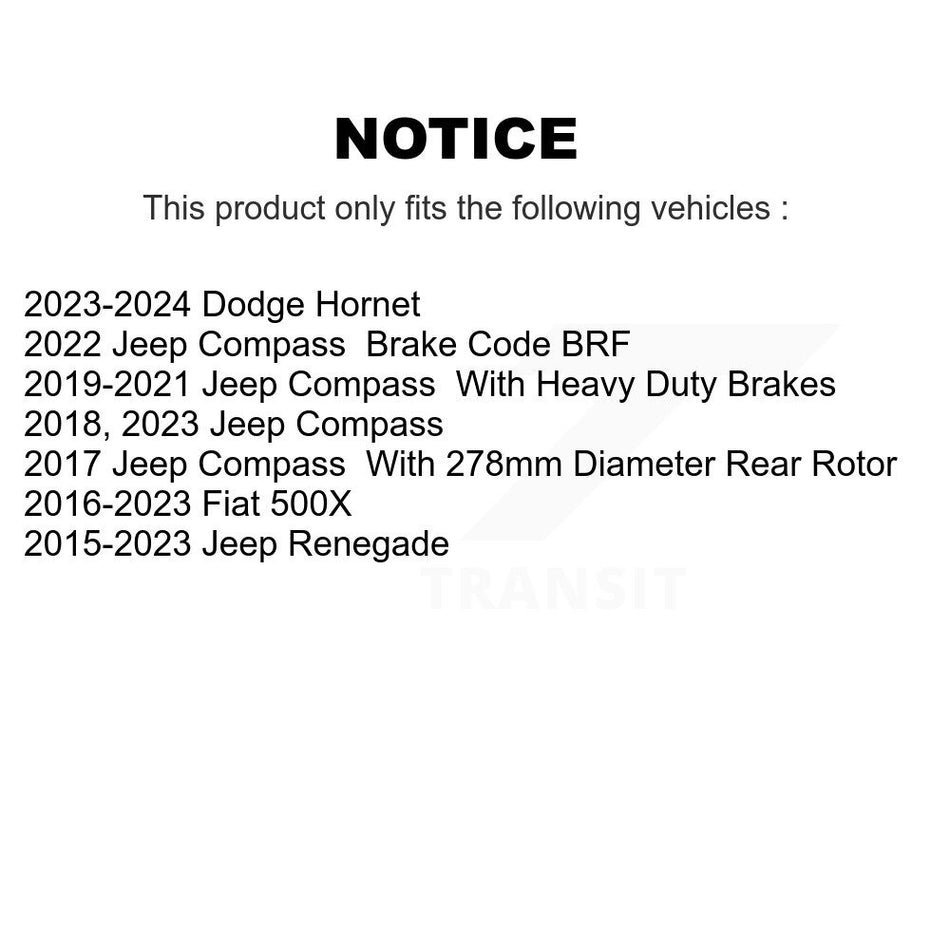 Rear Disc Brake Rotors Pair For Jeep Renegade Compass Fiat 500X K8-100942