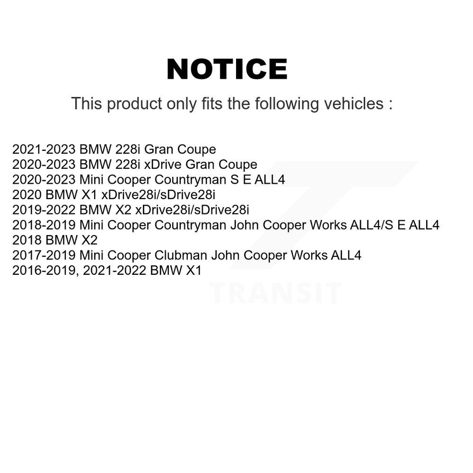 Rear Disc Brake Rotors Pair For BMW X1 Mini Cooper Countryman X2 Clubman 228i xDrive Gran Coupe K8-100954