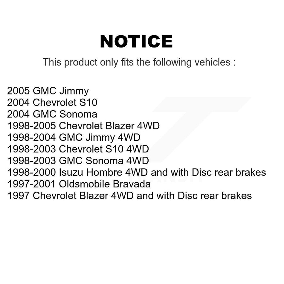 Front Rear Disc Brake Rotors Kit For Chevrolet S10 Blazer GMC Sonoma Jimmy Oldsmobile Bravada Isuzu Hombre K8-100979