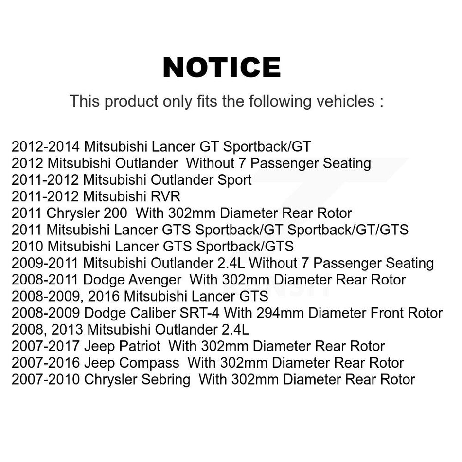 Front Rear Disc Brake Rotors Kit For Jeep Patriot Compass Chrysler Dodge Avenger Mitsubishi Sebring Lancer 200 Outlander Sport RVR K8-101199
