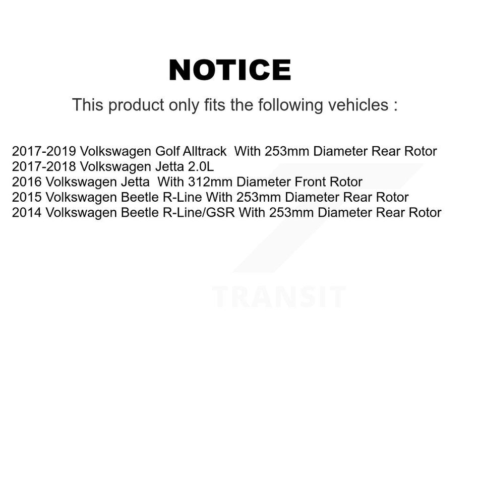 Front Rear Disc Brake Rotors Kit For Volkswagen Jetta Beetle K8-101425