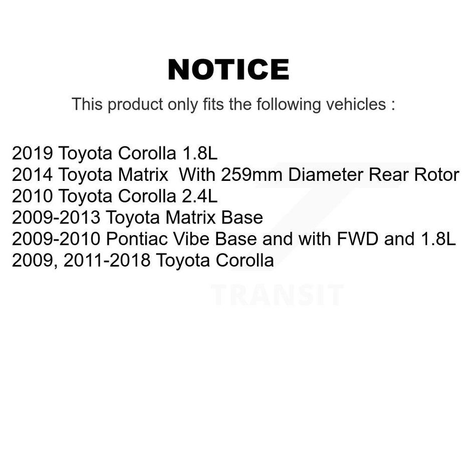 Front Rear Disc Brake Rotors Kit For Toyota Corolla Matrix Pontiac Vibe K8-101516