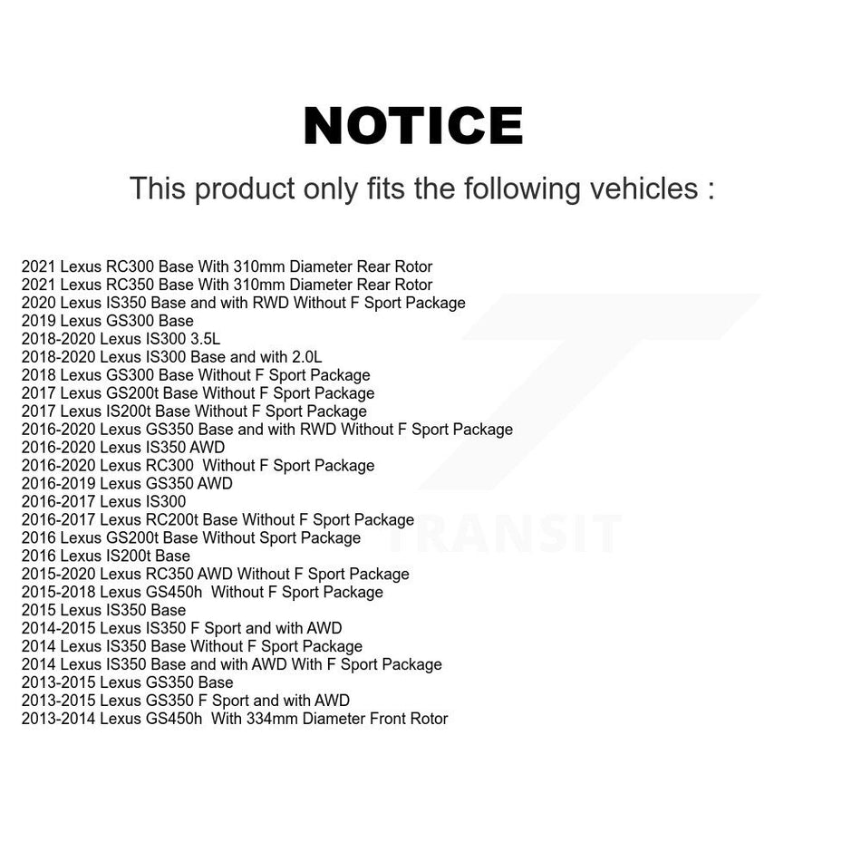 Front Rear Disc Brake Rotors Kit For Lexus GS350 IS300 IS200t IS350 RC350 RC300 RC200t GS300 GS200t GS450h K8-101828