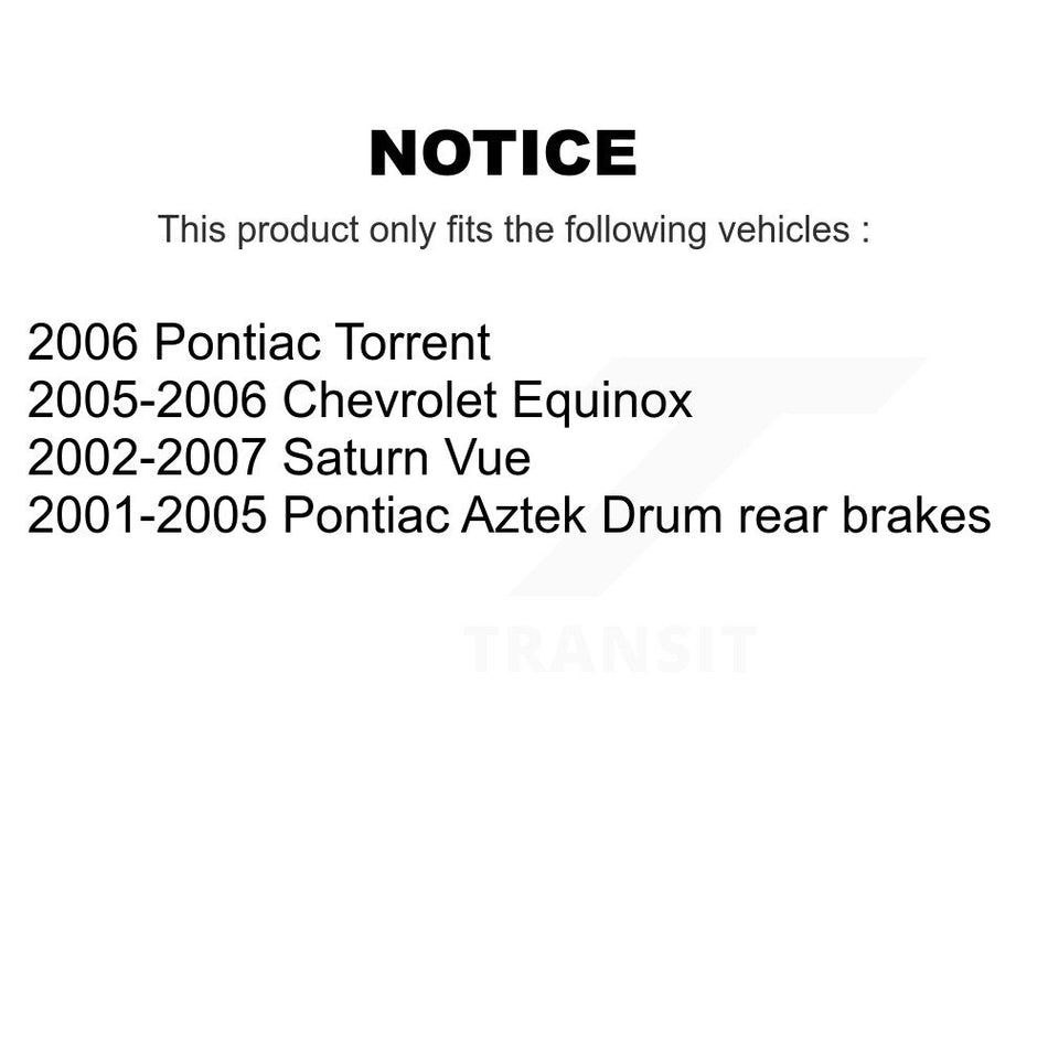 Rear Brake Drums Pair For Saturn Vue Chevrolet Equinox Pontiac Aztek Torrent K8-101874