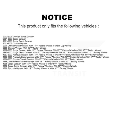 Rear Brake Drums Pair For Dodge Caravan Grand Chrysler Town & Country Plymouth Voyager K8-101875