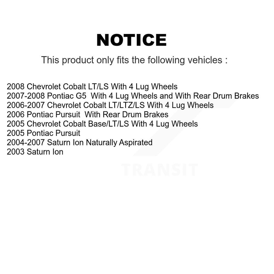 Front Rear Disc Brake Rotors Drums Kit For Chevrolet Cobalt Saturn Ion Pontiac G5 Pursuit K8-102059
