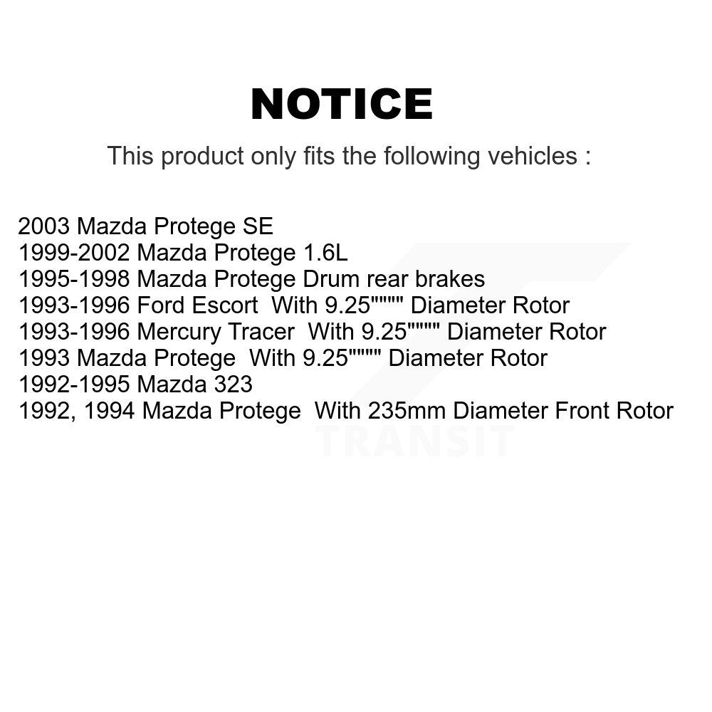 Front Rear Disc Brake Rotors Drum Kit For Mazda Protege Ford Escort 323 Mercury Tracer K8-102407