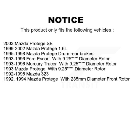 Front Rear Disc Brake Rotors Drum Kit For Mazda Protege Ford Escort 323 Mercury Tracer K8-102407