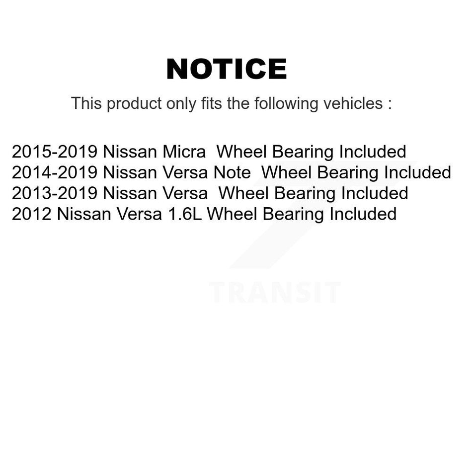 Rear Brake Drums Pair For Nissan Micra Versa Note Wheel Bearing Included K8-102741
