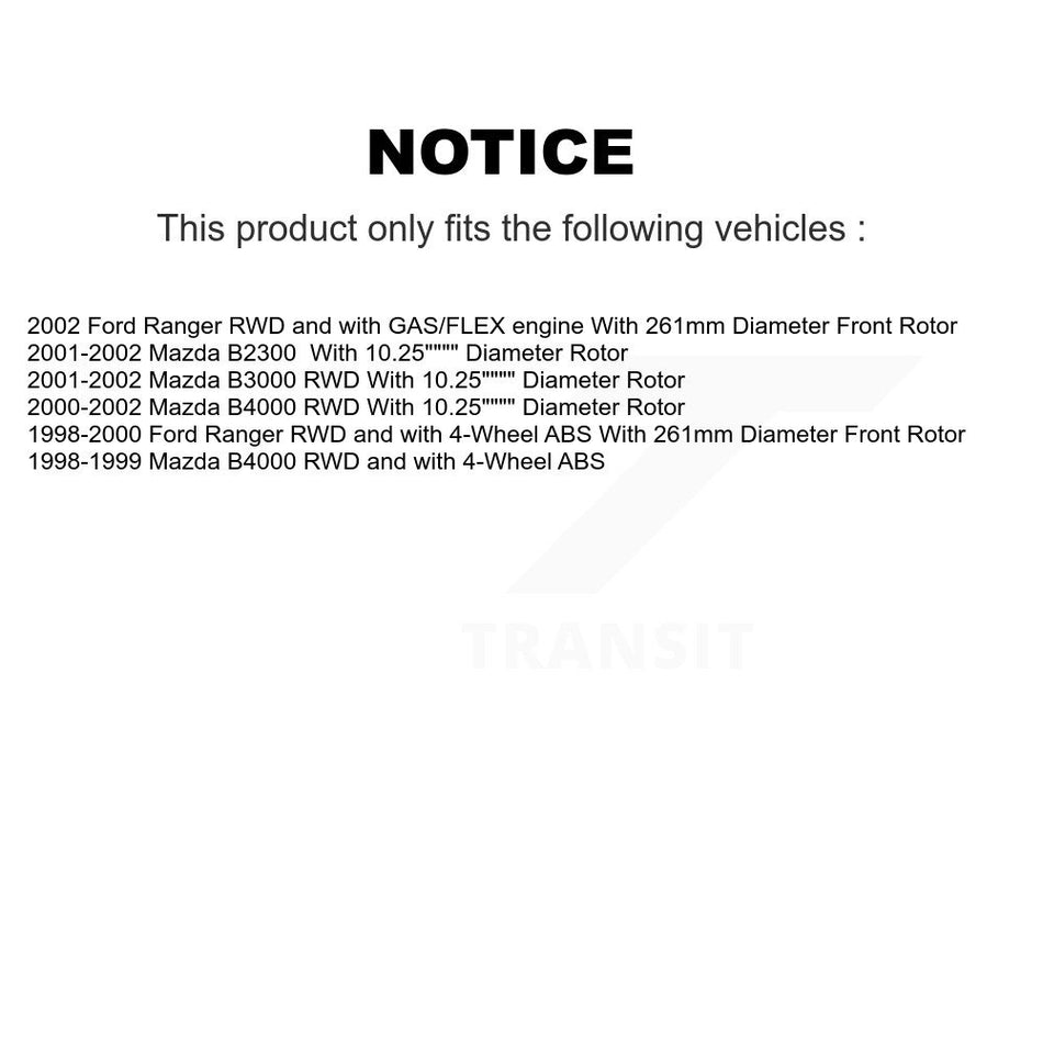 Front Disc Brake Rotors Hub Semi-Metallic Pad Kit For Ford Ranger Mazda B4000 B3000 B2300 K8A-100042