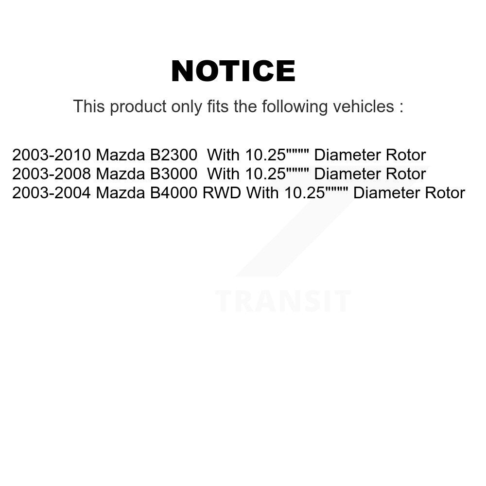 Front Brake Rotors Ceramic Pad Kit For Mazda B3000 B2300 B4000 With 10.25" Diameter Rotor K8A-100046