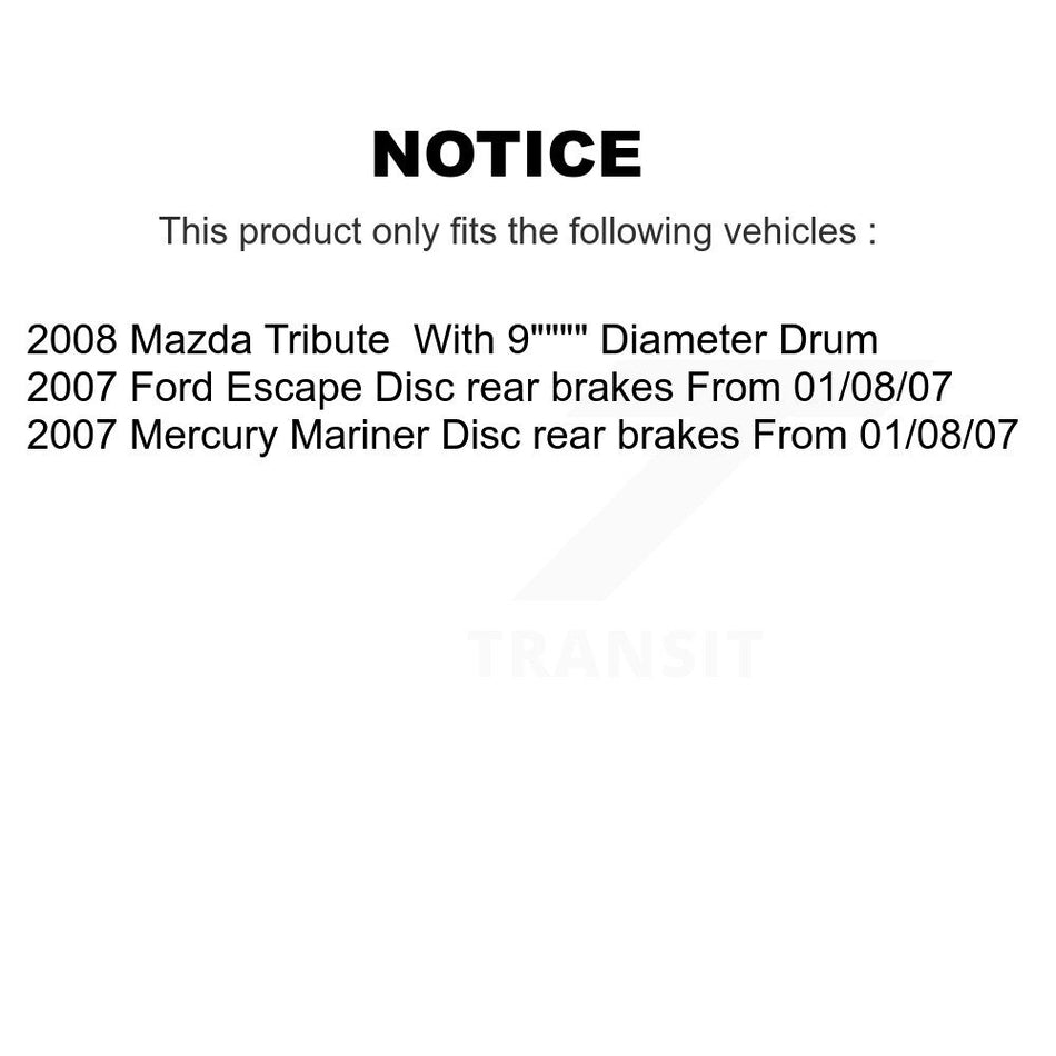 Front Rear Brake Rotor Semi-Metallic Pad & Drum Kit (7Pc) For Ford Escape Mercury Mariner K8A-100114