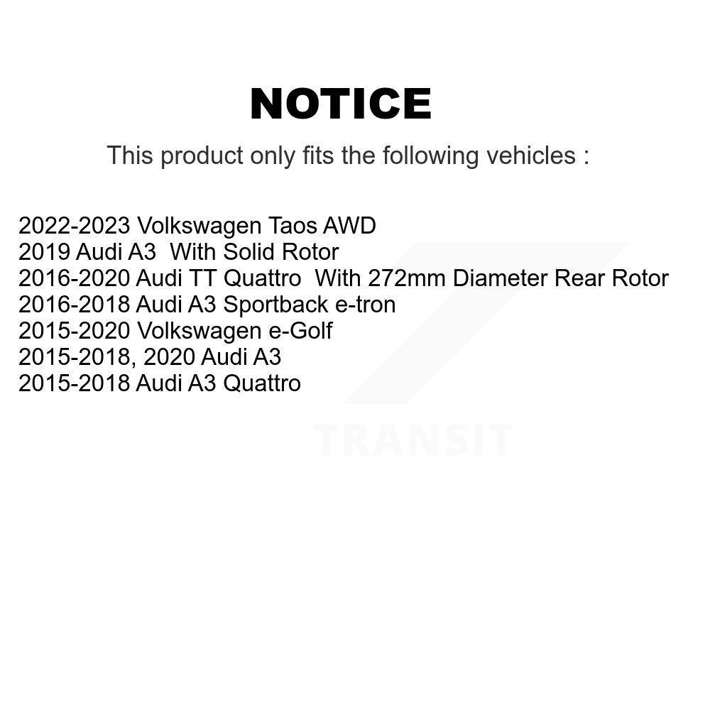 Rear Brake Rotors Ceramic Pad Kit For Volkswagen Taos Audi A3 Quattro e-Golf Sportback TT K8A-100414