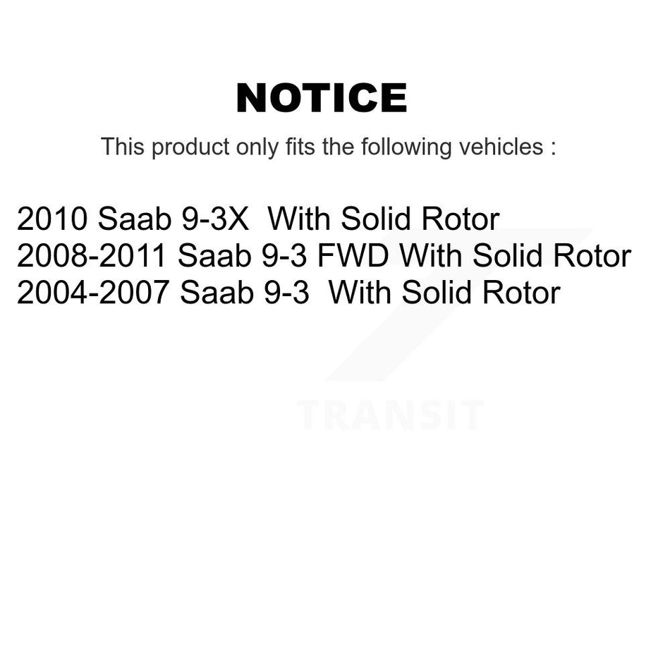 Rear Disc Brake Rotors And Ceramic Pads Kit For Saab 9-3 9-3X With Solid Rotor K8A-100643