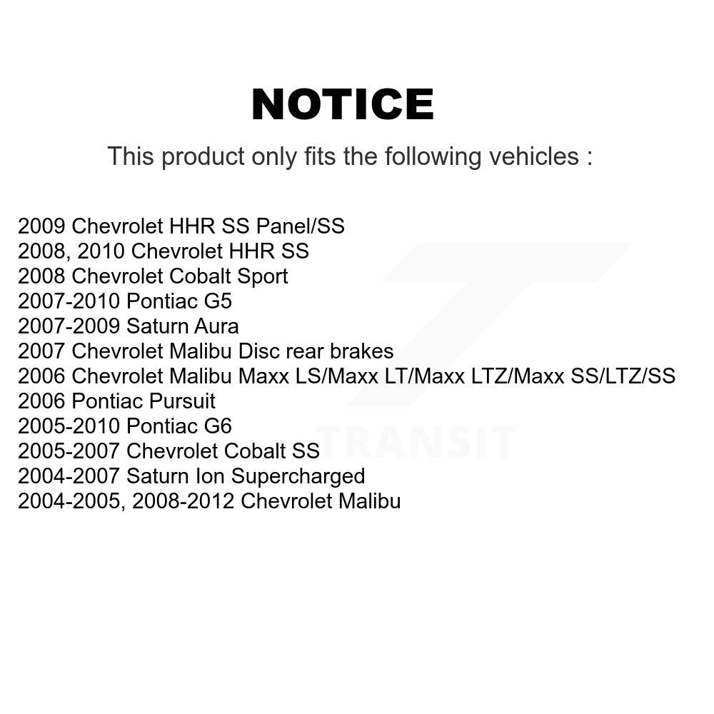 Rear Brake Rotor Ceramic Pad Kit For Chevrolet Malibu Pontiac Cobalt G5 G6 Saturn Ion HHR K8A-100651