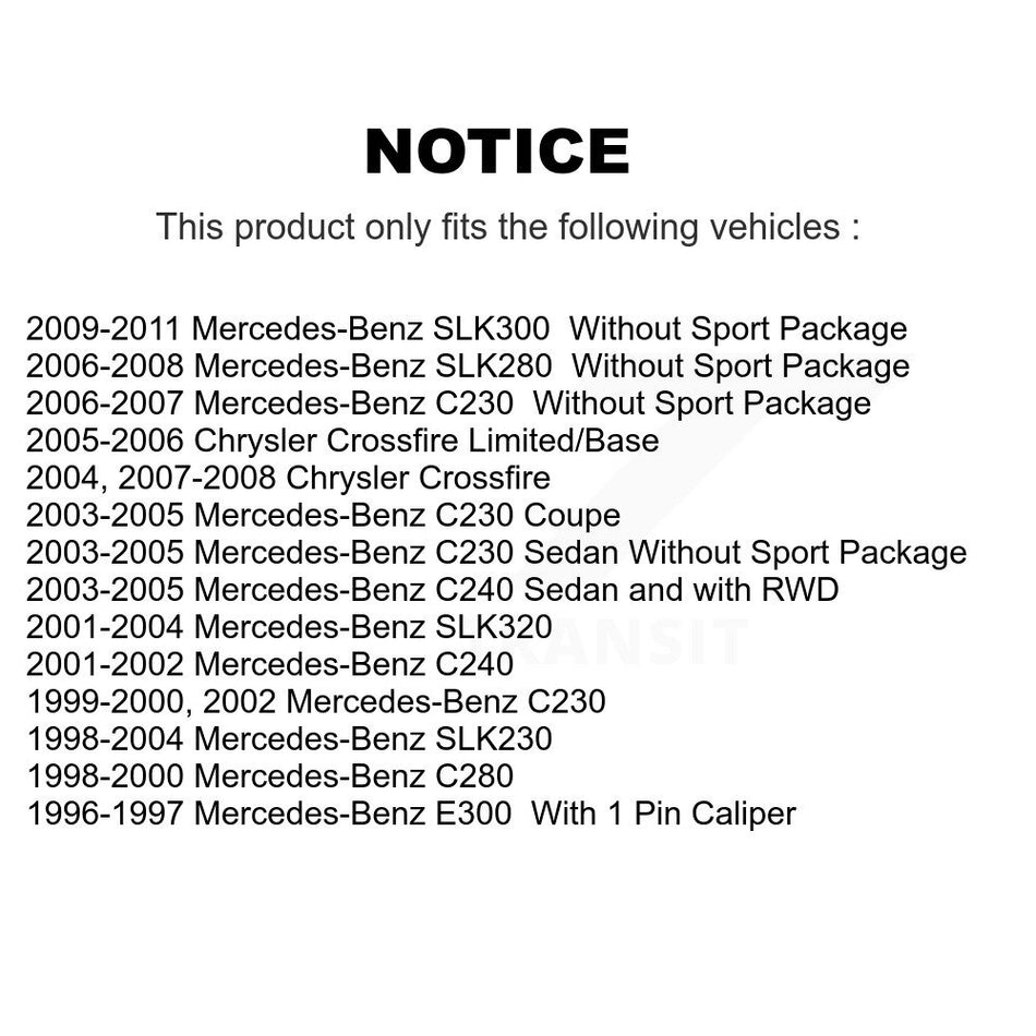 Rear Brake Rotor And Semi-Metallic Pad Kit For Mercedes-Benz C230 Chrysler Crossfire C240 K8A-100671