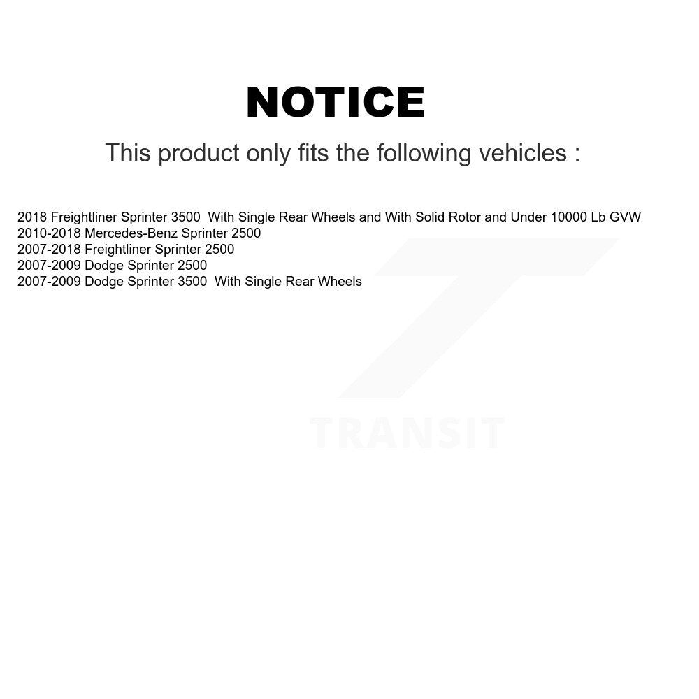 Rear Disc Brake Rotors & Semi-Metallic Pad Kit For Sprinter 2500 Mercedes-Benz Dodge 3500 K8A-100679